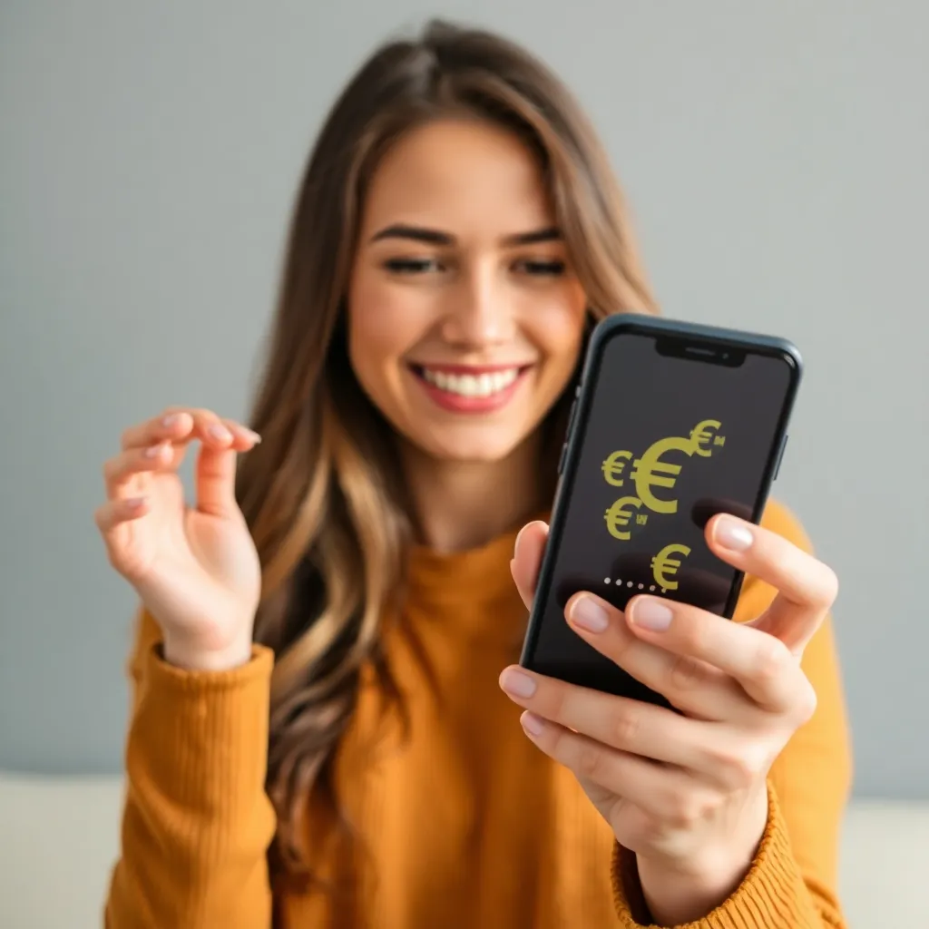 Osoba s úsmevom používajúca finančnú aplikáciu na mobilnom telefóne